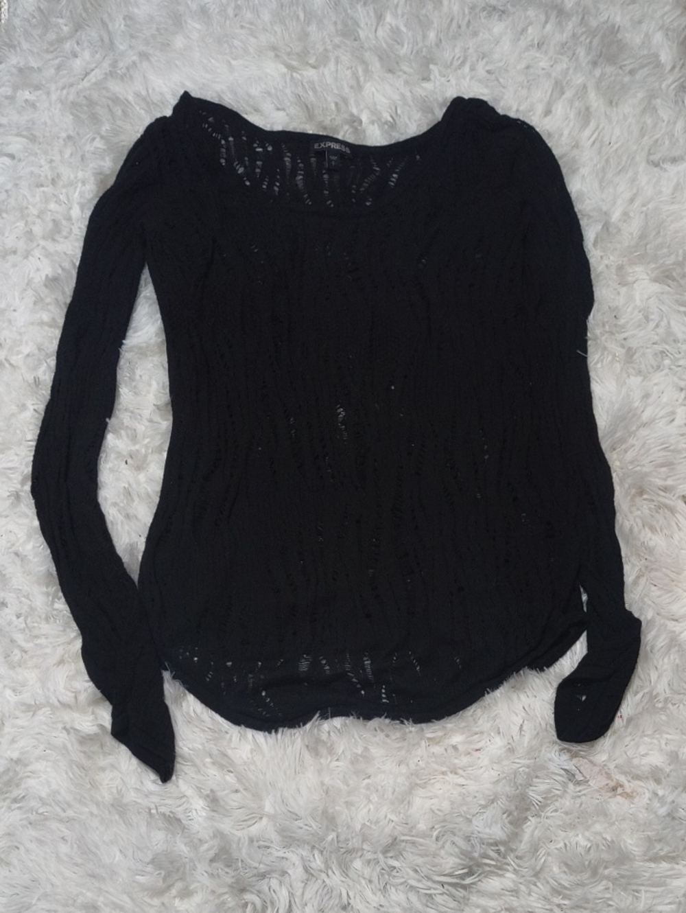 Express Burnout Knit Long Sleeve Black Small